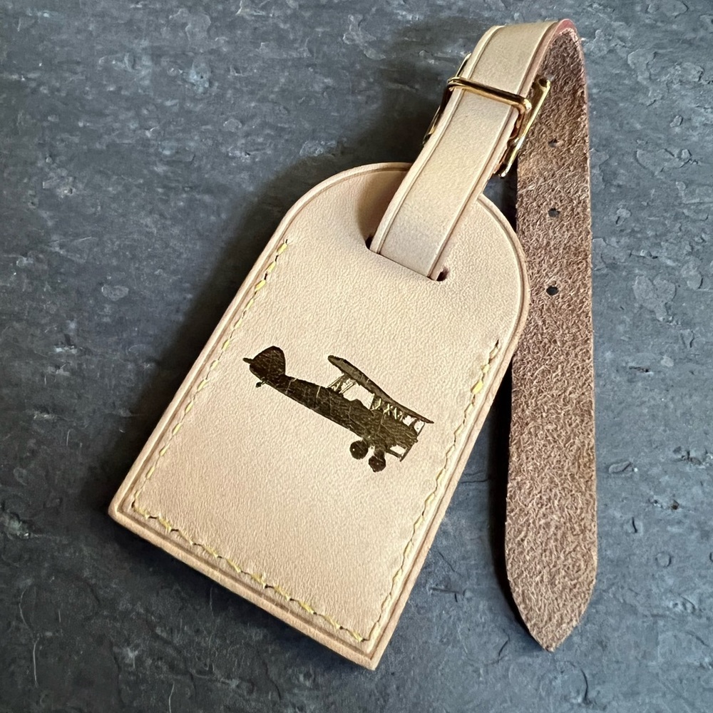 LOUIS VUITTON *RARE* Luggage Tag Rome “Plane” Hot Stamped NEW - Small